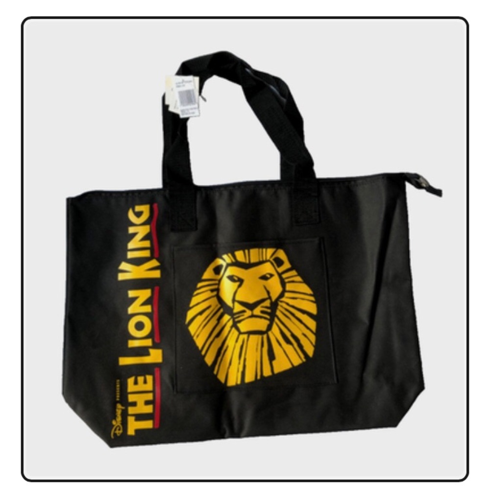 Disney The Lion King Simba Large Black Top Zipper Tote Bag 19 x 13 x 5 NEW NWT